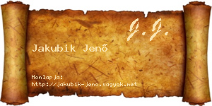Jakubik Jenő névjegykártya